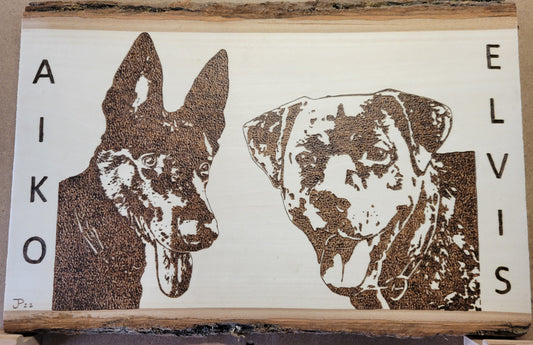 Pet Portrait - 8" x 11" Live Edge Basswood