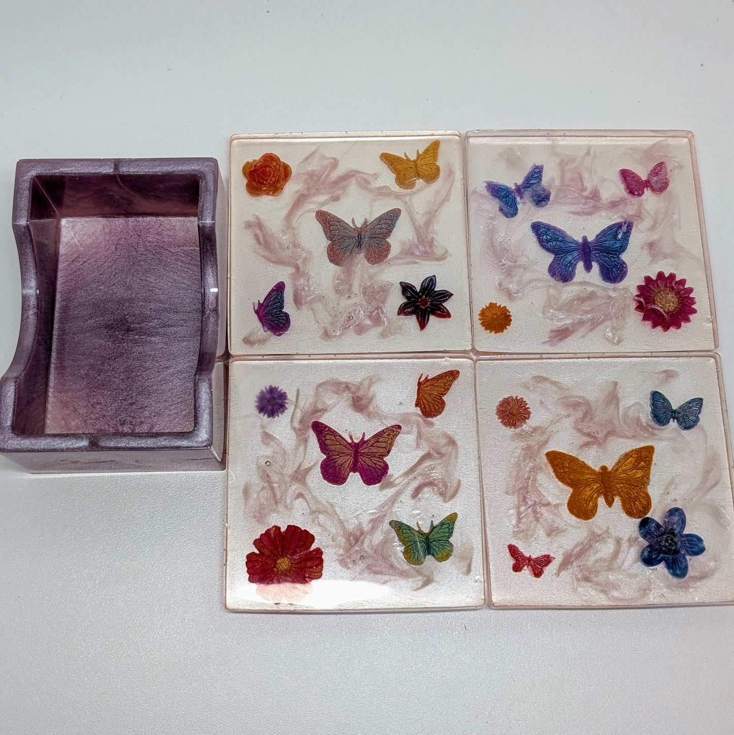 Coaster Set - Butterfly Flowers